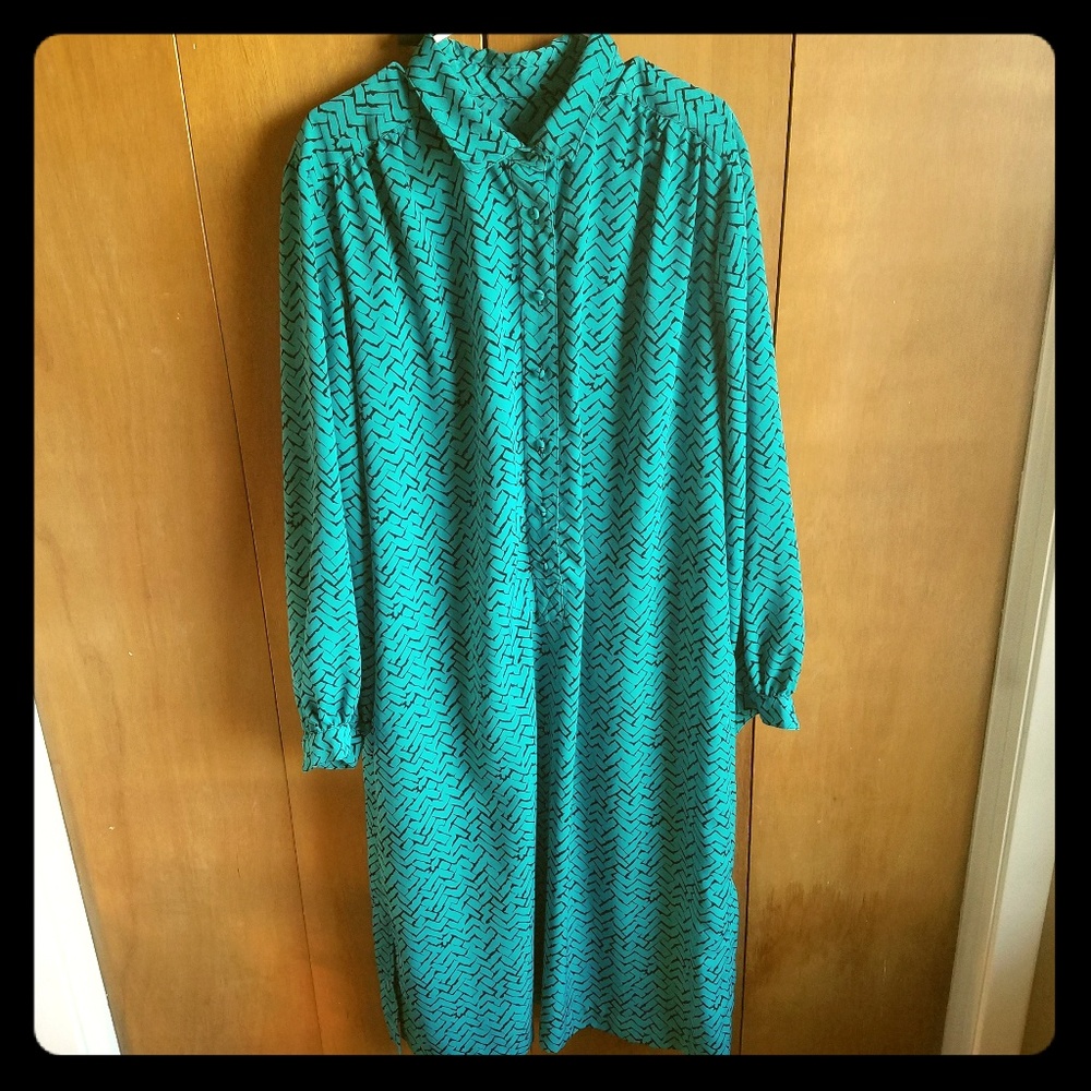 Vintage Women's Collar Teal Dress